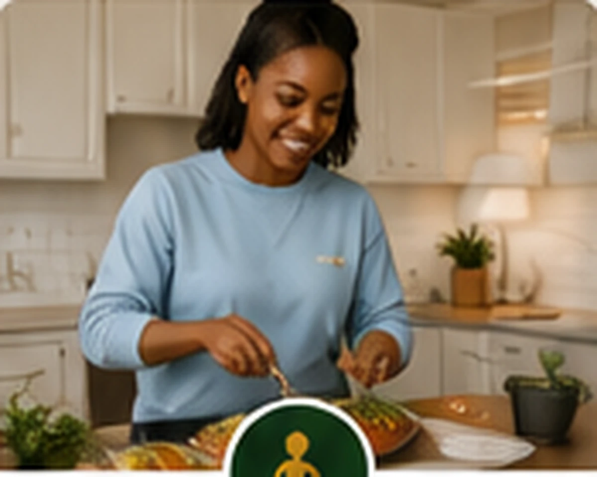 Resident practicing cooking and daily living skills
